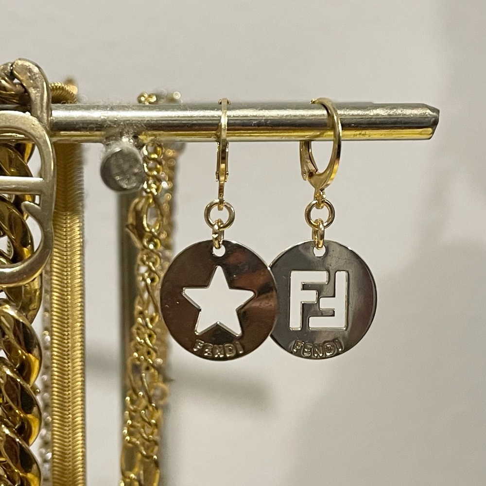 Upcycled Gold Charm Mismatched Huggie Hoop Earrings